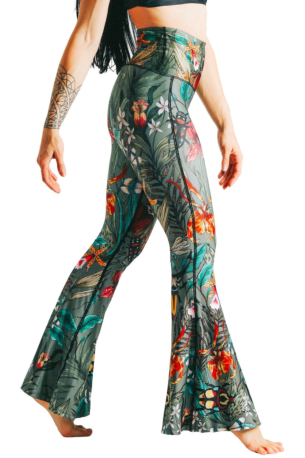 Yoga DemocracyGreen Thumb Printed Bell Bottoms - M.S Skincare