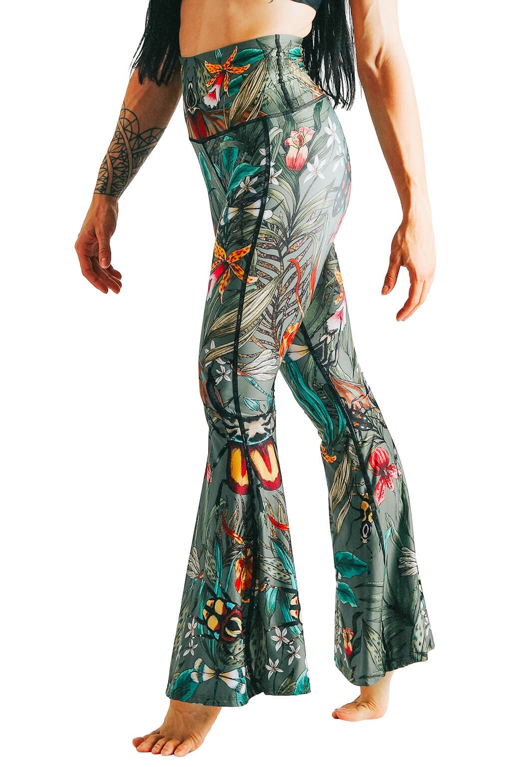 Yoga DemocracyGreen Thumb Printed Bell Bottoms - M.S Skincare