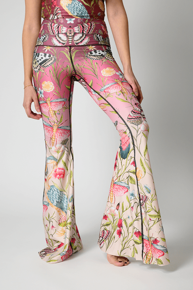 Yoga Democracy Pretty In Pink Printed Bell Bottoms