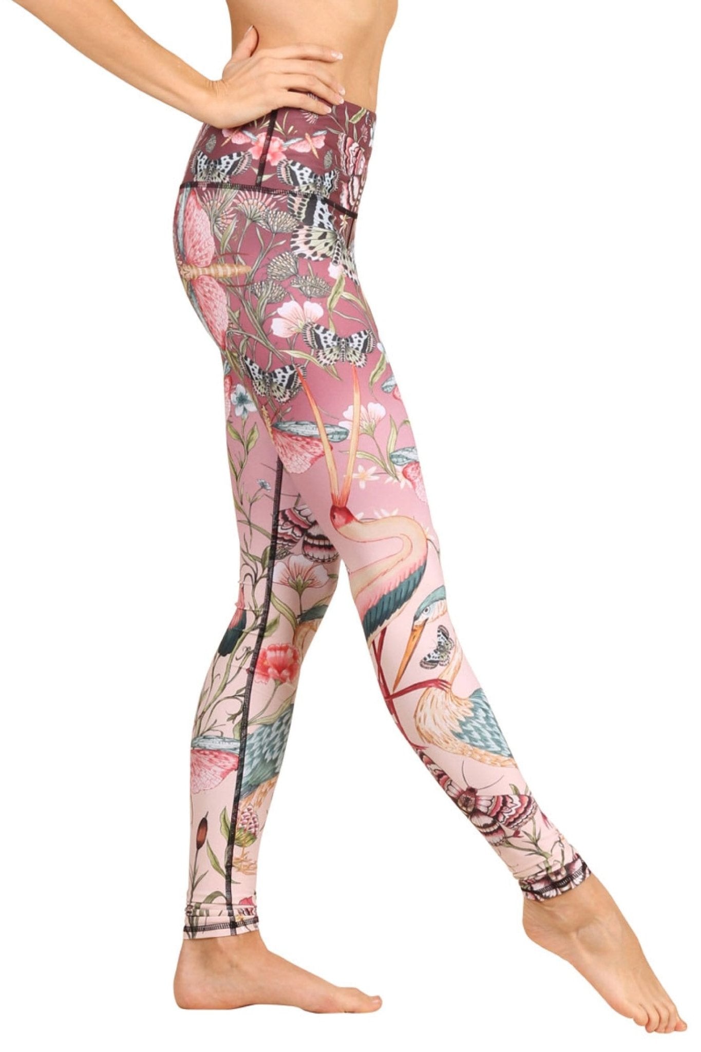 Yoga DemocracyPretty in Pink Printed Yoga Leggings - M.S Skincare